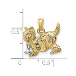 Load image into Gallery viewer, 14K Two-tone Gold 3-D Cat Dangling Bell Charm Pendant