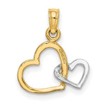 Load image into Gallery viewer, 14K Two-Tone Gold Polished 2-D Hearts Interwined Charm Pendant