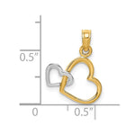Load image into Gallery viewer, 14K Two-Tone Gold Polished 2-D Hearts Interwined Charm Pendant