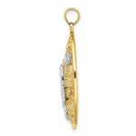Load image into Gallery viewer, 14K Two-tone Gold Butterfly & Flower Cluster in Oval Frame Charm Pendant