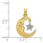 Load image into Gallery viewer, 14K Two-tone Gold Polished Open-Backed Half Moon & Star Pendant