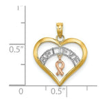 Load image into Gallery viewer, 14K Tri-Color Gold BELive in Heart With Breast Cancer Ribbon