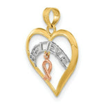 Load image into Gallery viewer, 14K Tri-Color Gold BELive in Heart With Breast Cancer Ribbon