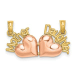 Load image into Gallery viewer, 14K Two-Tone Gold Mother & Daughter Breakable Hearts Charm Pendant