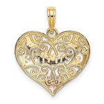Load image into Gallery viewer, 14K Tri-Color Gold Grandma In Filigree Heart Charm Pendant