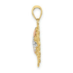 Load image into Gallery viewer, 14K Tri-Color Gold I Love You In Filligree Heart & Flower Charm Pendant