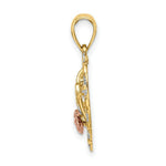 Load image into Gallery viewer, 14K Tri-Color Gold I Love You In Heart With Flower Charm Pendant
