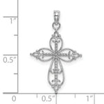Load image into Gallery viewer, 14K White Gold Beaded Cross Charm Pendant