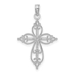 Load image into Gallery viewer, 14K White Gold Beaded Cross Charm Pendant