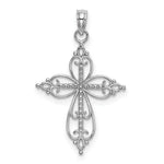 Load image into Gallery viewer, 14K White Gold Beaded Cross Charm Pendant