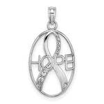 Load image into Gallery viewer, 14K White Gold Textured Hope and Ribbon Charm Pendant