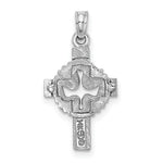 Load image into Gallery viewer, 14K White Gold Cut-Out Dove On Cross Charm Pendant