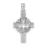 Load image into Gallery viewer, 14K White Gold Cut-Out Dove On Cross Charm Pendant