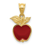 Load image into Gallery viewer, 14K Yellow Gold Polished Red Enameled Apple Pendant
