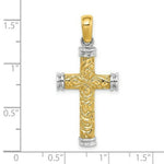 Load image into Gallery viewer, 14K Two-tone Gold Scroll Double Endcaps Cross Charm Pendant