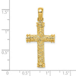 Load image into Gallery viewer, 14K Yellow Gold Scroll & Double Endcaps Cross Charm Pendant