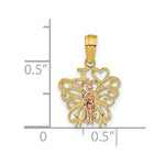Load image into Gallery viewer, 14K Rose And Yellow Gold I Heart Butterflies Pendant