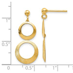 Load image into Gallery viewer, Leslie's 14K Yellow Gold Polished and Scratch Finish Circle Post Dangle Earrings