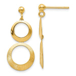 Load image into Gallery viewer, Leslie's 14K Yellow Gold Polished and Scratch Finish Circle Post Dangle Earrings