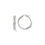 Load image into Gallery viewer, Leslie's 14K White Gold Polished Glimmer Infused Hoop Earrings 25mm length