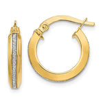 Load image into Gallery viewer, Leslie's 14K Yellow Gold Polished Glimmer Infused Hoop Earrings 14mm length