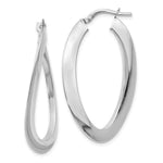Load image into Gallery viewer, Leslie's 14K White Gold Polished Twisted Oval Hoop Earrings 38mm length