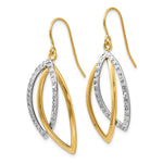 Load image into Gallery viewer, Leslie's 14K Two-tone Gold Polished and Textured Shepherd Hook Earrings 37mm length