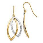 Load image into Gallery viewer, Leslie's 14K Two-tone Gold Polished and Textured Shepherd Hook Earrings 37mm length
