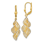 Load image into Gallery viewer, Leslie's 14K Yellow Gold w/White Rhodium Textured and Diamond-cut Leverback Earrings
