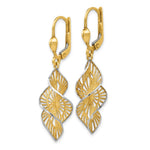 Load image into Gallery viewer, Leslie's 14K Yellow Gold w/White Rhodium Textured and Diamond-cut Leverback Earrings
