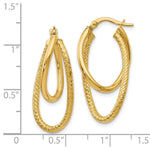 Load image into Gallery viewer, Leslie's 14K Yellow Gold Polished and Textured Hinged Hoop Earrings 28mm length