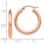Load image into Gallery viewer, Leslies 14K Rose Gold 3mm Polished Hoop Earrings 27mm length