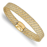 Load image into Gallery viewer, Leslie's 14K Two-tone Gold Fancy Stretch Bangle Bracelet Length 7.5'' inches