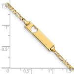 Load image into Gallery viewer, 14K Yellow Gold Figaro Link ID, Plate with Cut-out Heart Bracelet Length 7'' inches