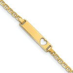 Load image into Gallery viewer, 14K Yellow Gold Anchor Link ID, Plate with Cut-out Heart Bracelet Length 7'' inches