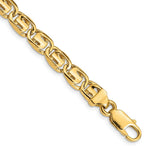 Load image into Gallery viewer, 14K Yellow Gold 7mm Hand-Polished Fancy Link Chain Bracelet Length 9'' inches