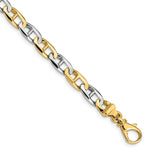 Load image into Gallery viewer, 14K Two-tone Gold 6.5mm Polished Fancy Link Chain Bracelet Length 9'' inches