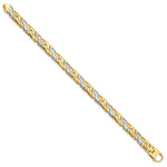 Load image into Gallery viewer, 14K Two-tone Gold 8.35mm Satin & Polished Fancy Link B Bracelet Length 9'' inches