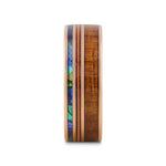 Load image into Gallery viewer, Mens Smoked Rose Gold Tungsten Ring with Hawaiian Koa Wood Abalone & Guitar String Wedding Ring - 8mm Wide - Style name: MOANA