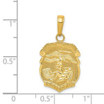 Load image into Gallery viewer, 14K Yellow Gold Saint Michael Medal Badge Pendant 15mm width