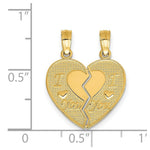 Load image into Gallery viewer, 14K Yellow Gold I Love You break apart Heart Charm