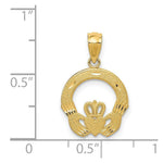 Load image into Gallery viewer, 14K Yellow Gold Claddagh Charm 22mm length