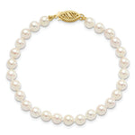 Load image into Gallery viewer, 7" Length Bracelet 14K 5-6mm Round White Saltwater Akoya Cultured Pearl Bracelet