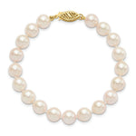 Load image into Gallery viewer, 7" Length Bracelet 14K 7-8mm Round White Saltwater Akoya Cultured Pearl Bracelet