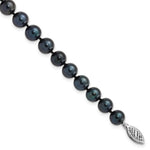 Load image into Gallery viewer, 14k White Gold 7-8mm Round Black Saltwater Akoya Cultured Pearl Bracelet length: 7 inches