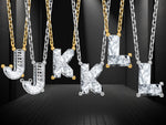 Load image into Gallery viewer, Lab Grown Diamond in A - Z Initial Letter with 14K Yellow/White Gold Necklace 18" inch Length - 1.25 to 3.75 Carat VS1/F Clarity Color