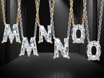 Load image into Gallery viewer, Lab Grown Diamond in A - Z Initial Letter with 14K Yellow/White Gold Necklace 18" inch Length - 1.25 to 3.75 Carat VS1/F Clarity Color