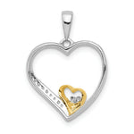 Load image into Gallery viewer, 14K Two-tone Gold 1/20-Carat tw Diamond Double Heart Pendant