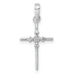 Load image into Gallery viewer, 14K White Gold .01-Carat Diamond Accent Polished Budded Cross Pendant