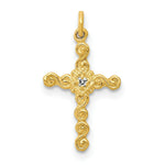 Load image into Gallery viewer, 14K Yellow Gold Small .01-Carat Diamond Accent Cross Charm